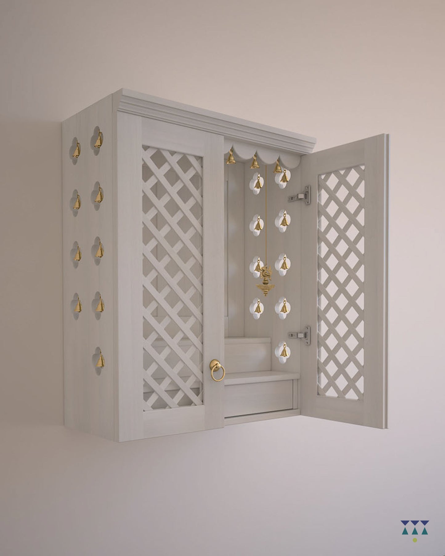 NANDANA - Puja Mandayam for Home with Brass Accents