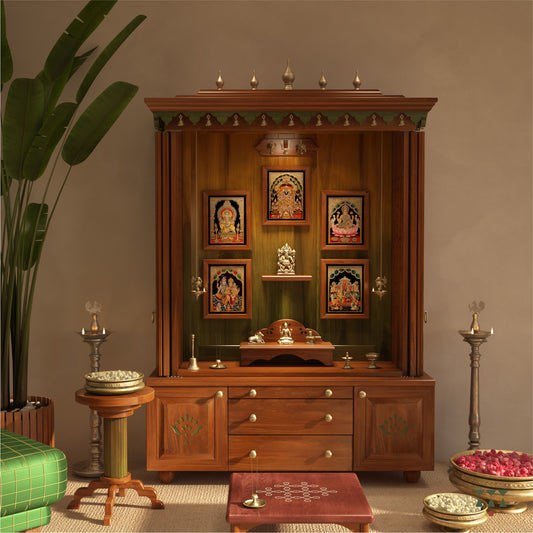 Pushparaj | Solid wood home mandir