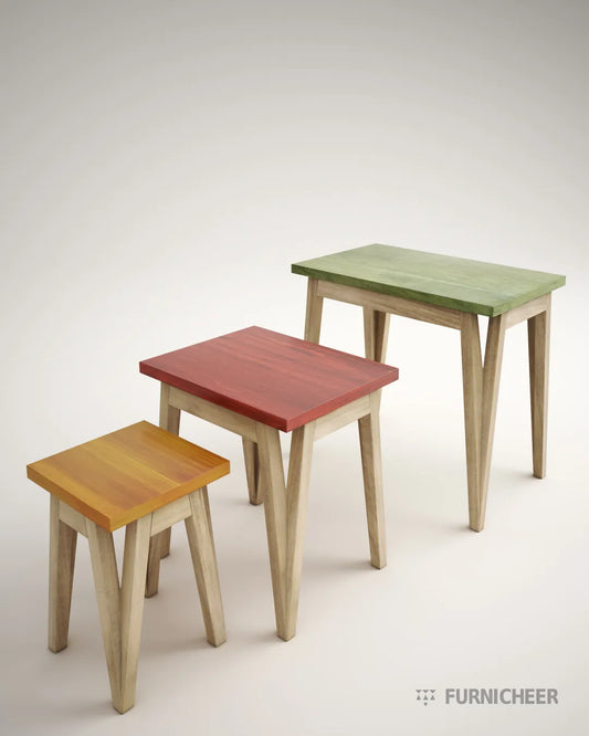 Wooded Nested Side Tables for Living Room