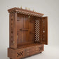 BHEEMA - Beautifully Crafted Free-Standing Puja Temple with Door, Tray, Storage and Pure Brass Accents