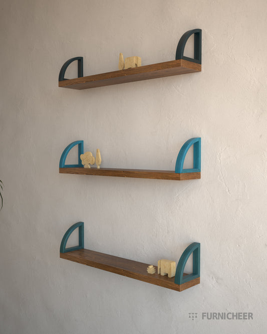 Modern Sleek Floating Wooden Shelves Wall 