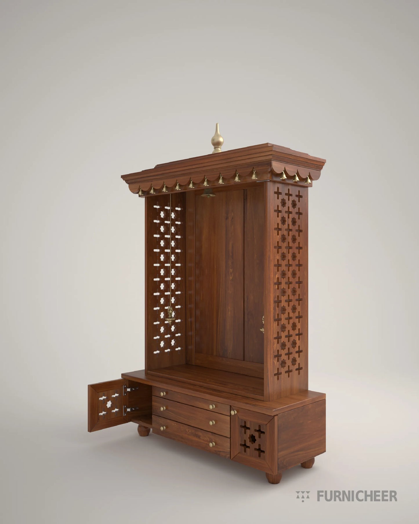 Solid wood devalaya mandir for spiritual home decor