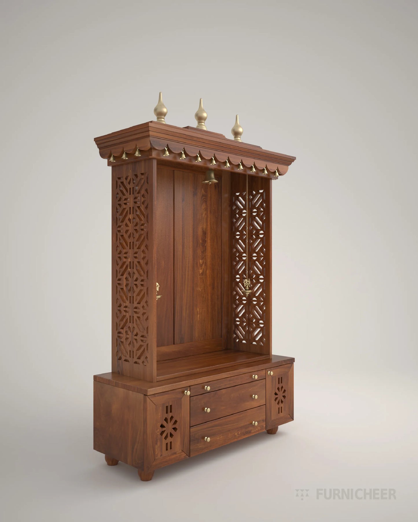 Brown PU Finish Wooden Temple for Home 