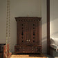 Handcrafted solid wood temple with intricate detailing