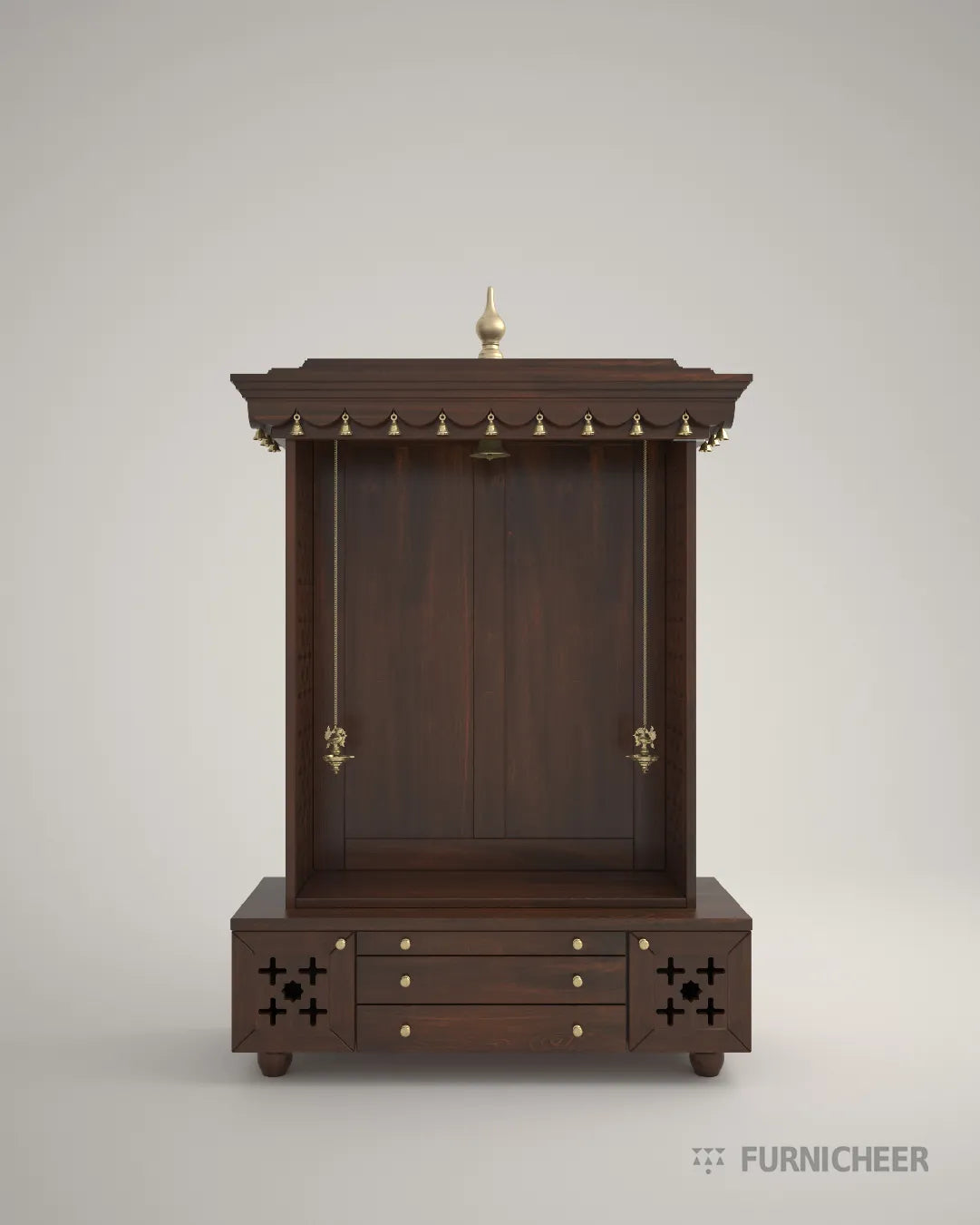 Teak Wood Indian Style Devalaya with Drawer 