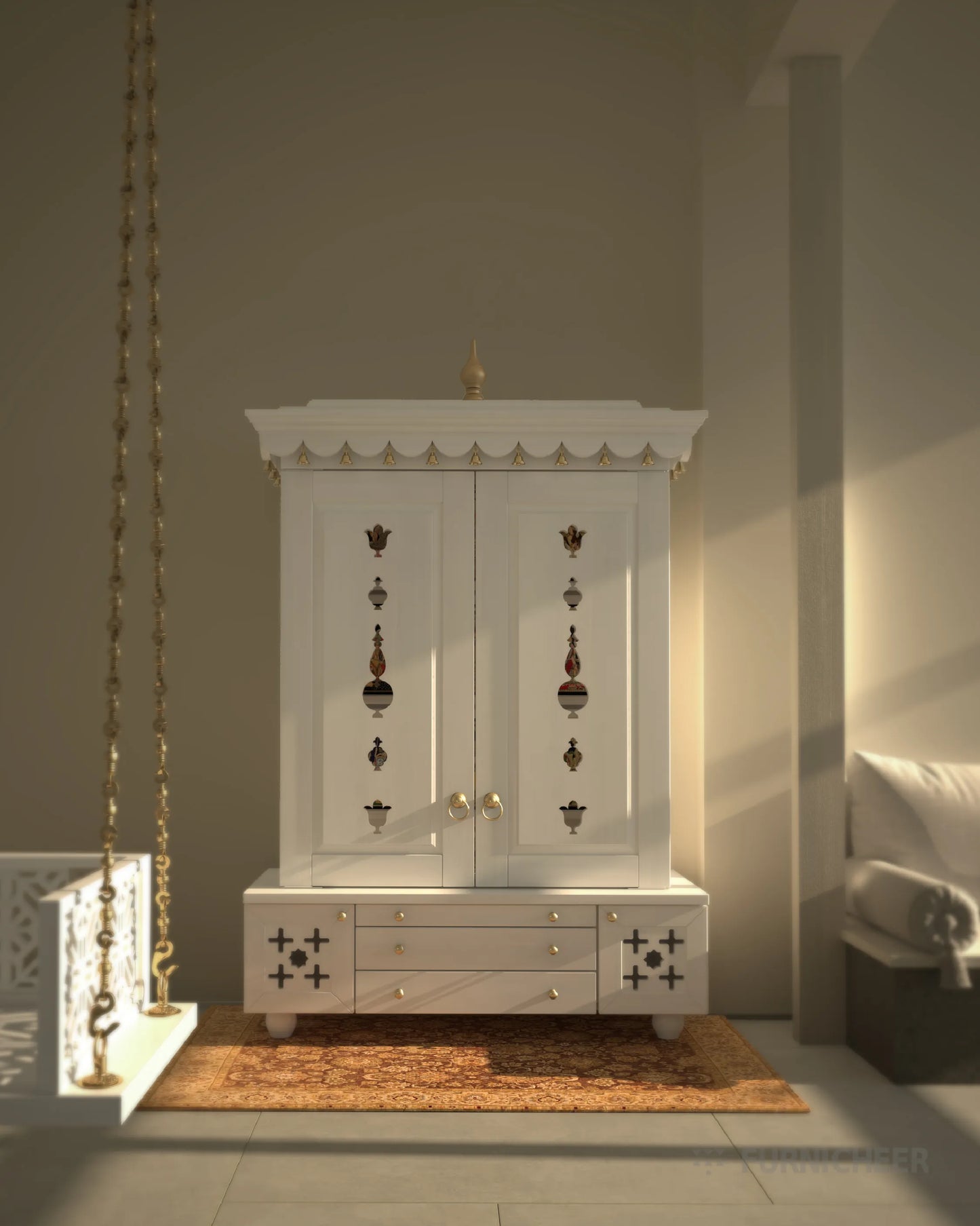 Bespoke handcrafted solid wood temple for worship room