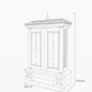 Solid Wooden Standing Prayer Temple Size Diagram