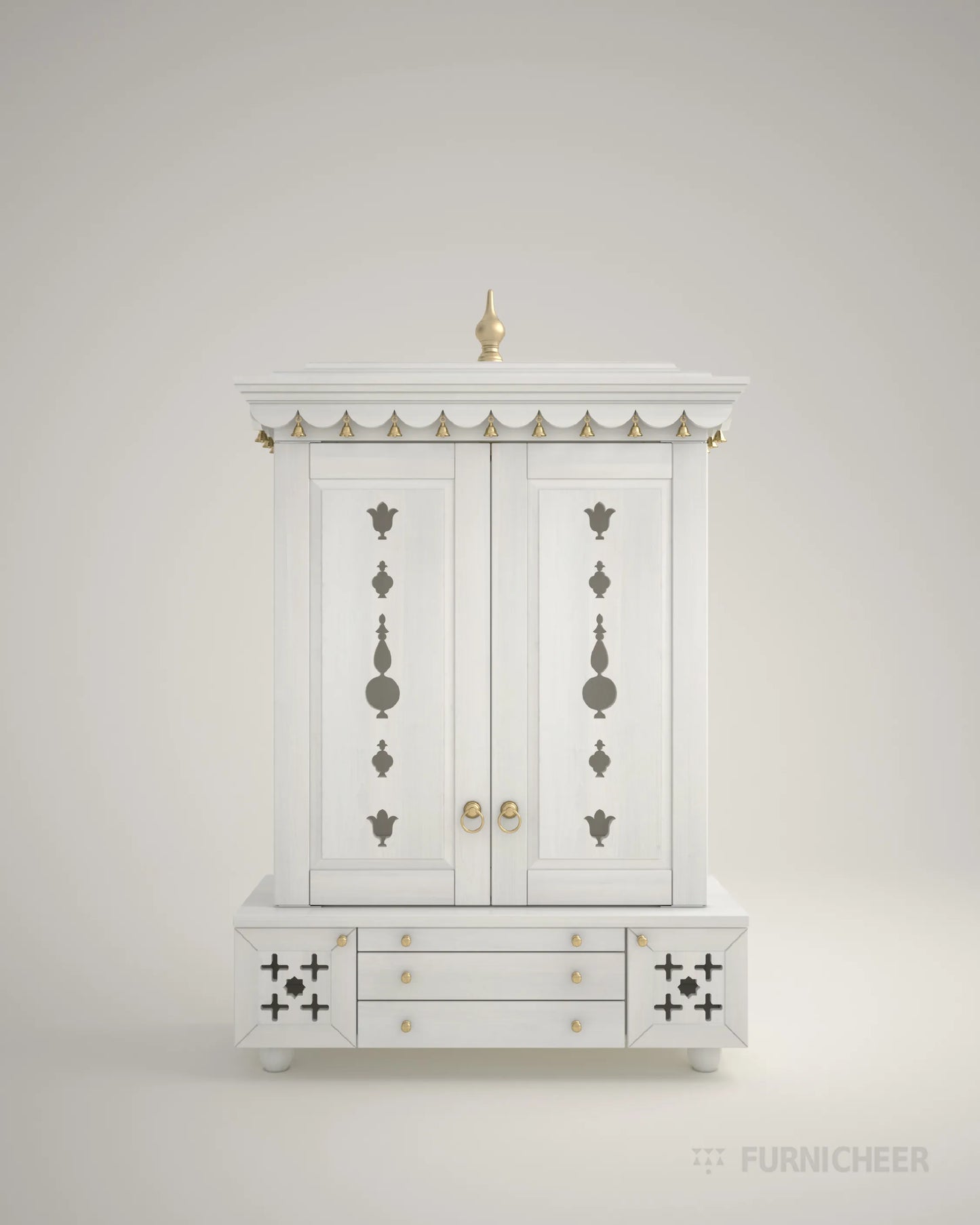 Solid Wooden Standing Prayer Temple White Finish