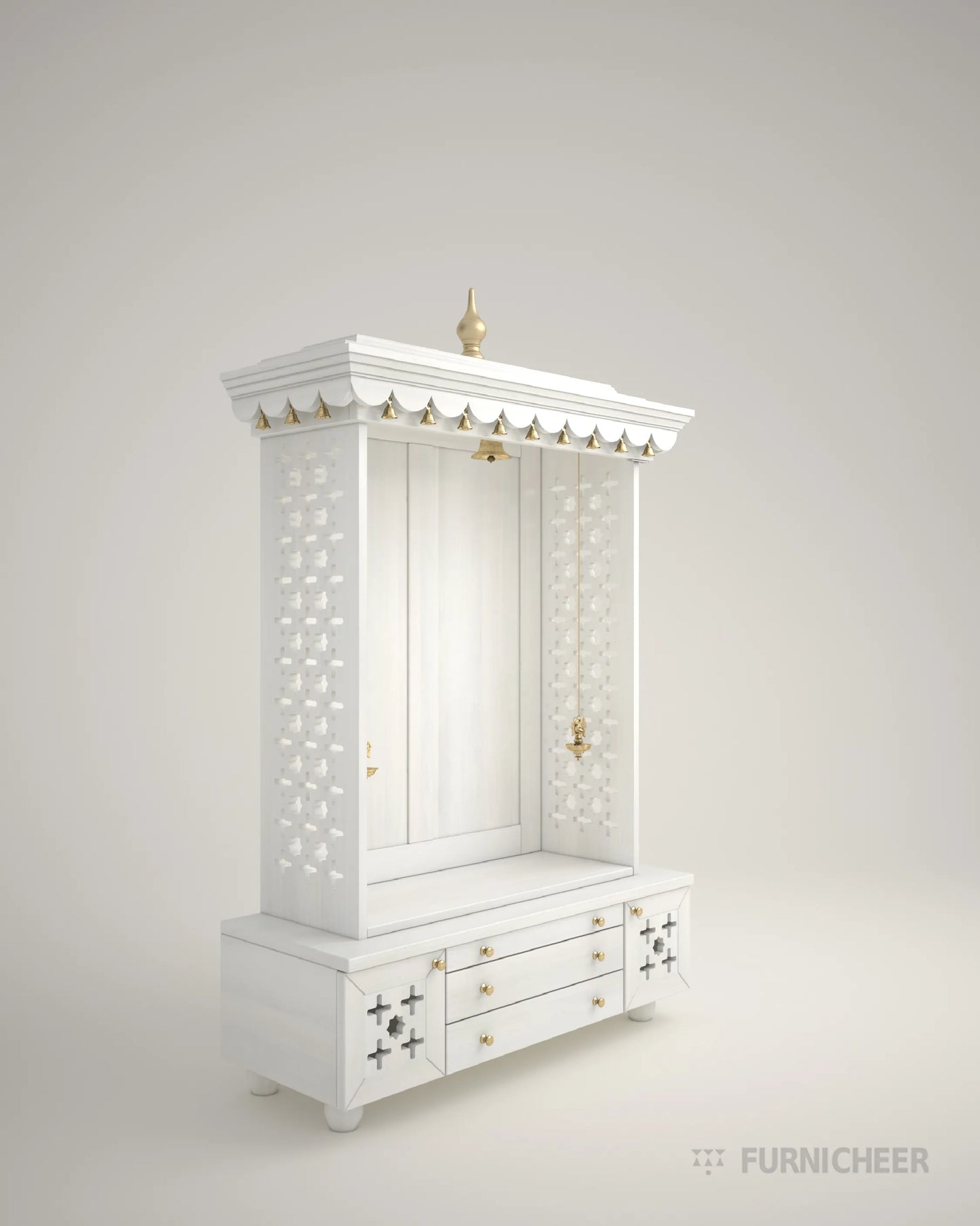 White traditional wooden mandir for Hindu home