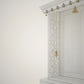 White PU Finish Solid Wood Mandir with Drawer for Puja 