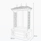 White PU Finish Solid Wood Temple with Drawer size diagram