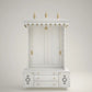 White PU Finish Wooden Temple with Drawer for Puja