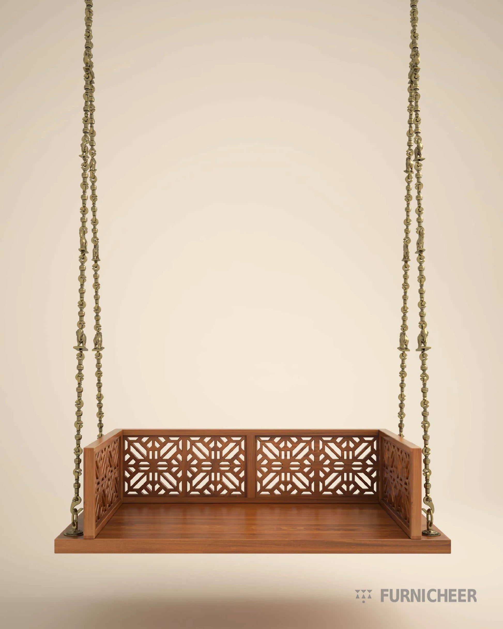 Chain-Linked Wooden Swing Jhula for Bunglow