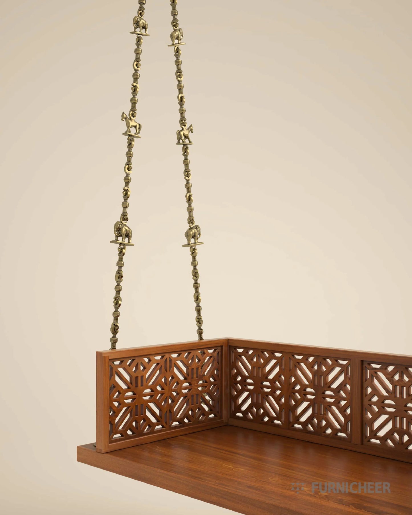 Natural Wooden Swing Chair Bench with backrest jhula