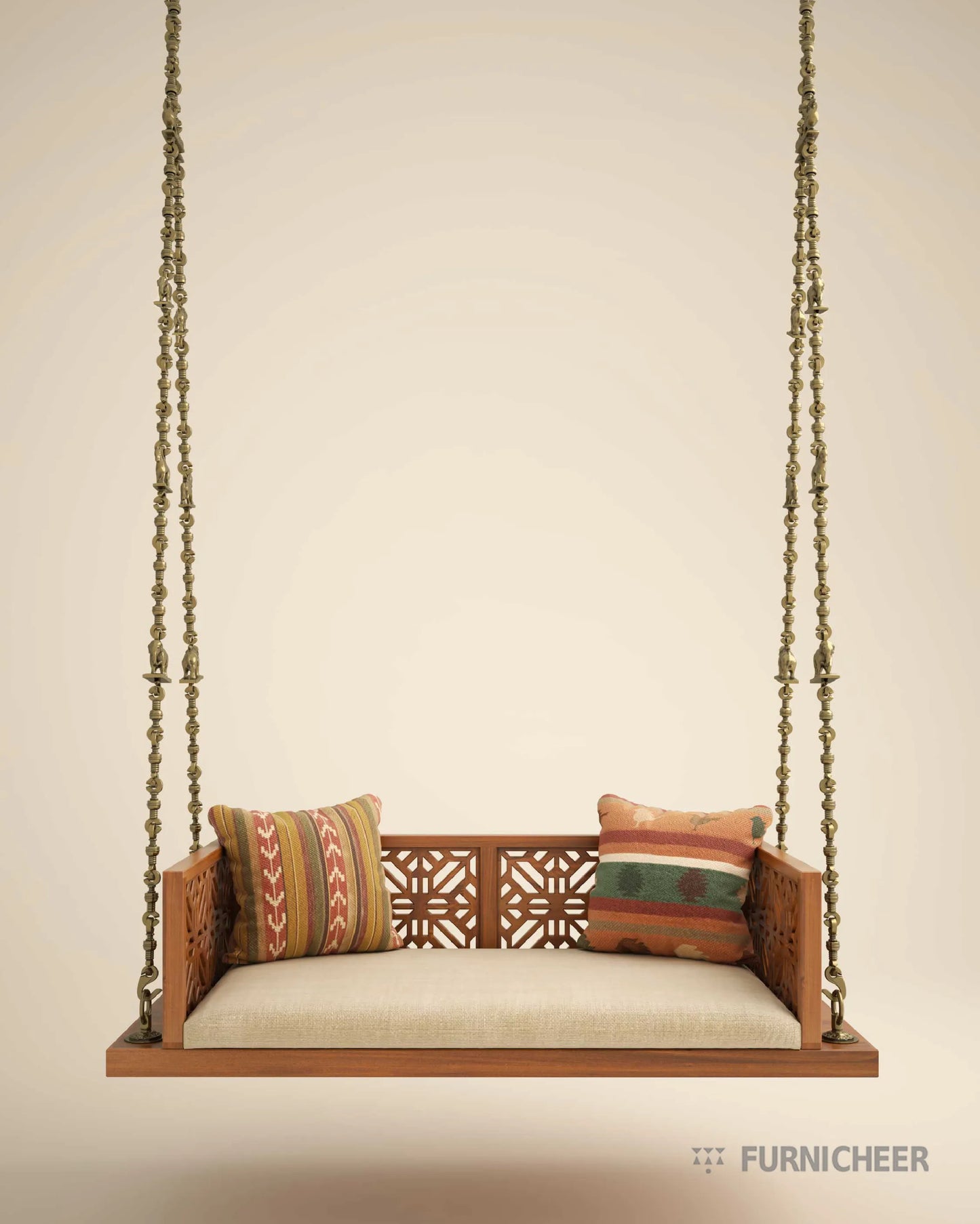 Solid Wood Swing Bench with Chain for indoor use