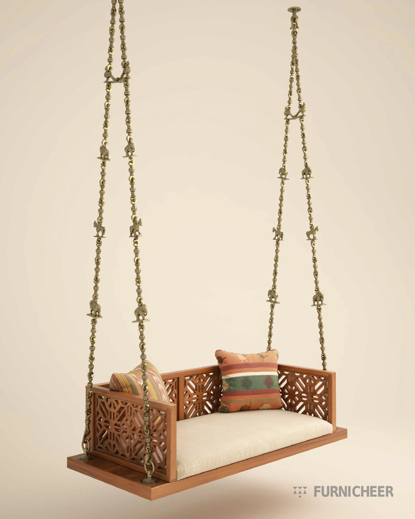 Solid Wood Swing Bench with Chain 