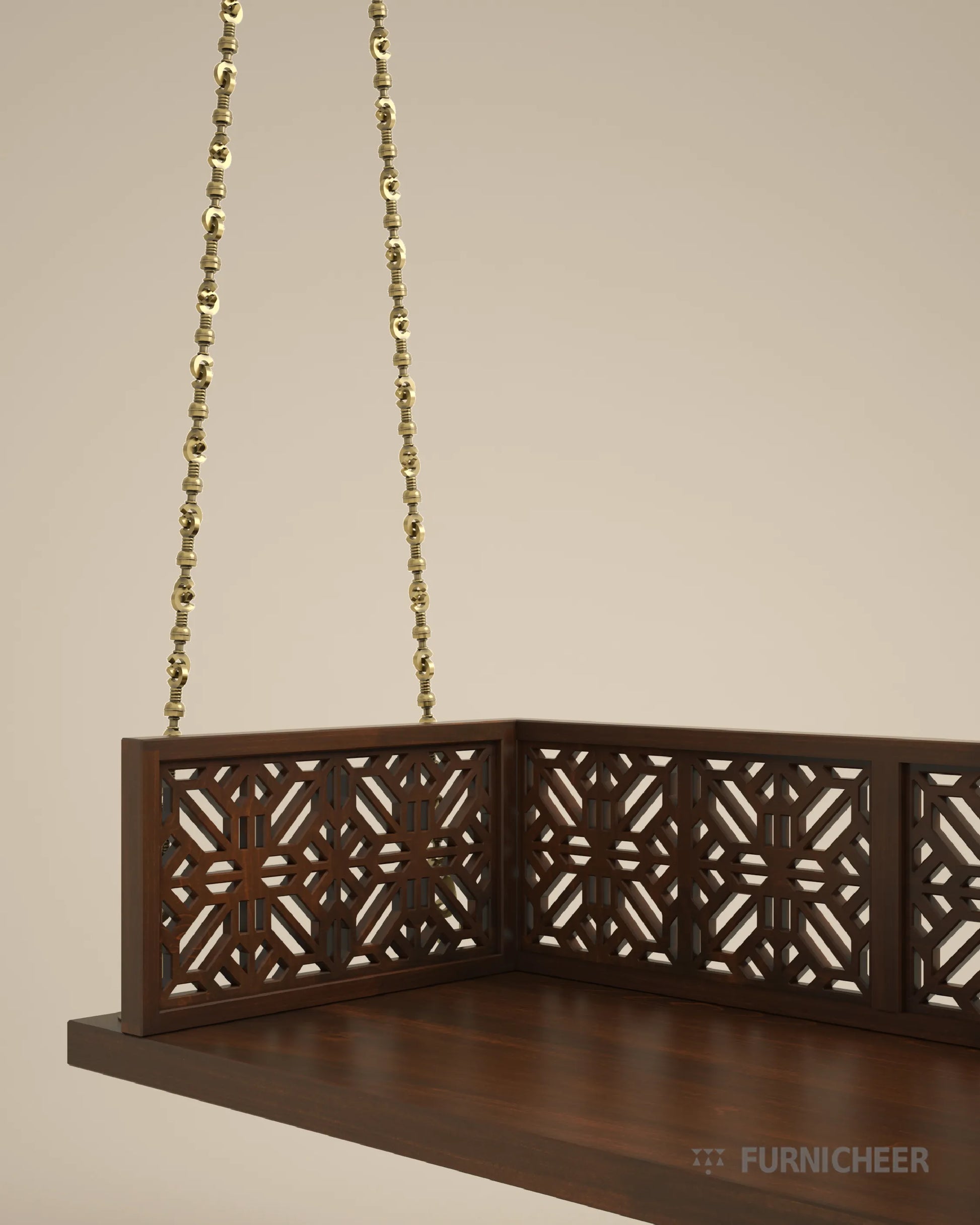 Antique Wooden Jhula with brass chain
