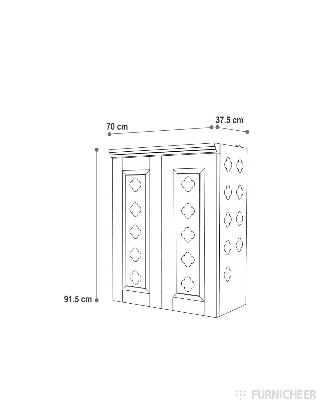 Solid Wood Devalaya Mandir with Lamp Size Diagram