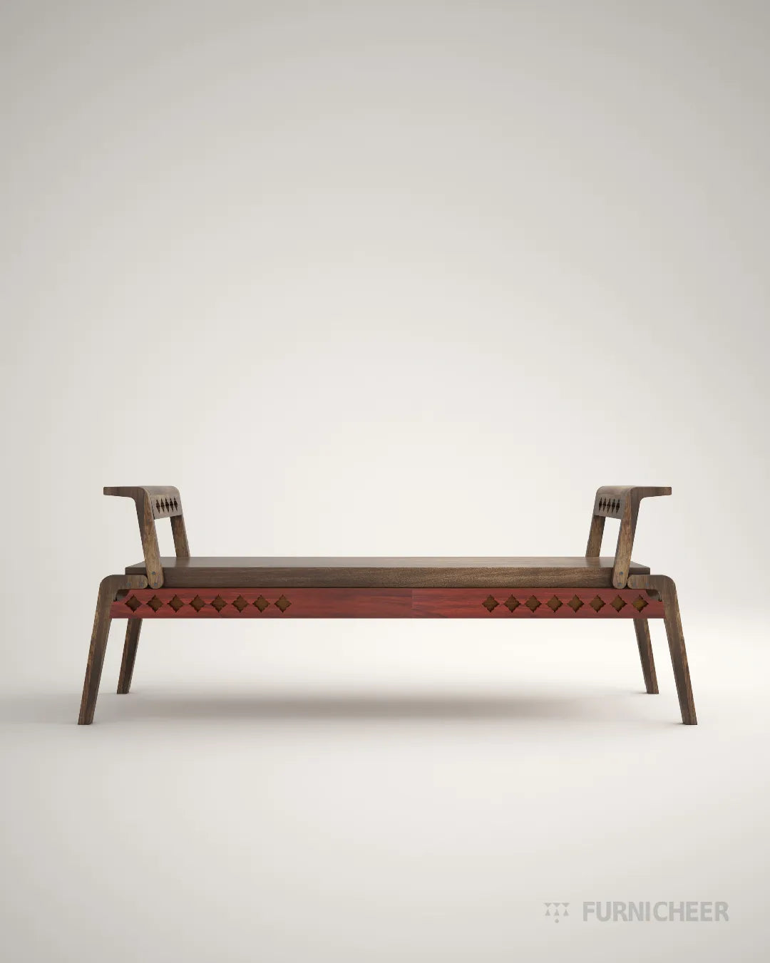 Latt Solid Wood Bench for Living Area