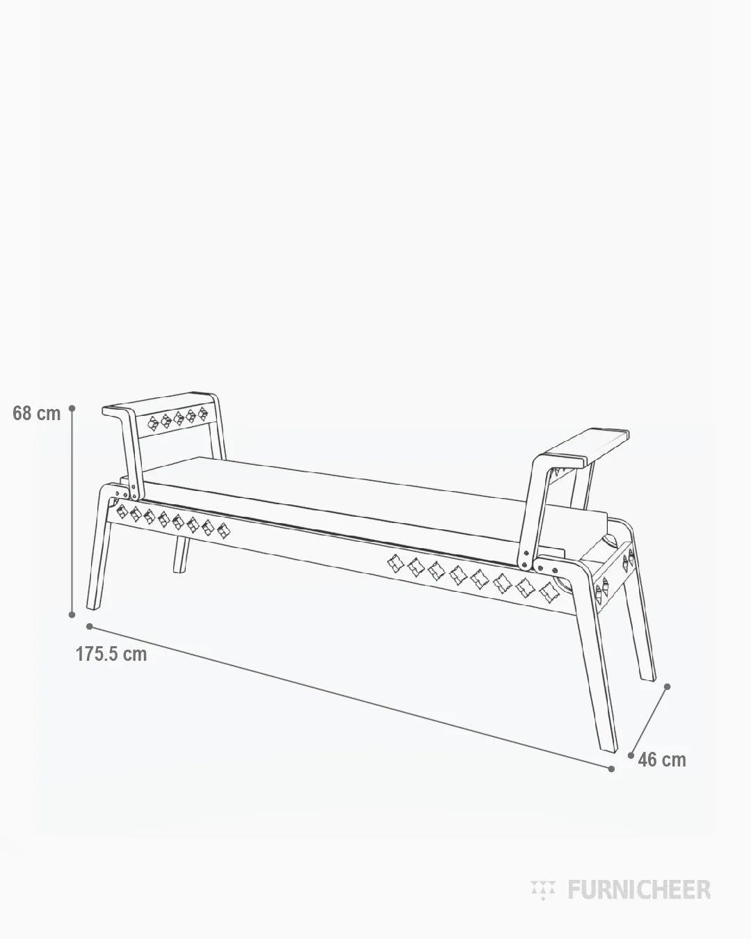 Latt Solid Wood Bench for Living Rooms measurements 