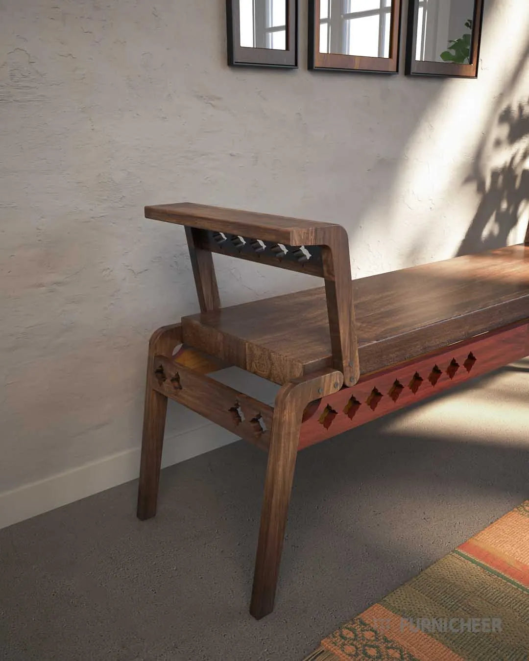 Solid Wood Latt Bench for Hallways