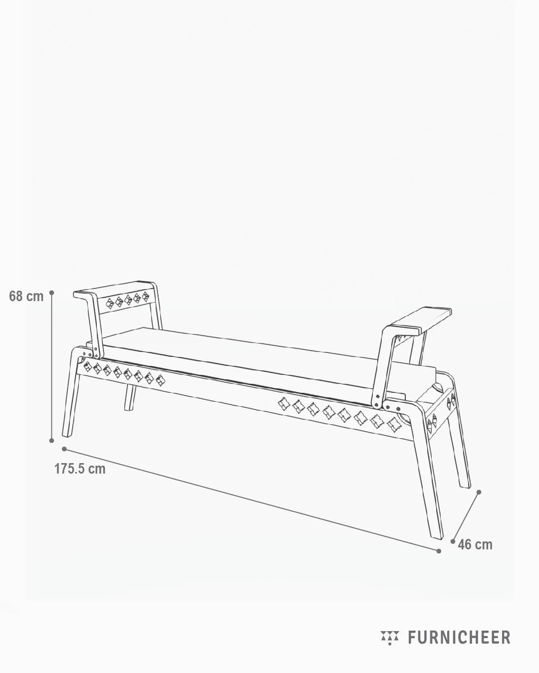 Solid Teak Wood Latt Bench Measurement  