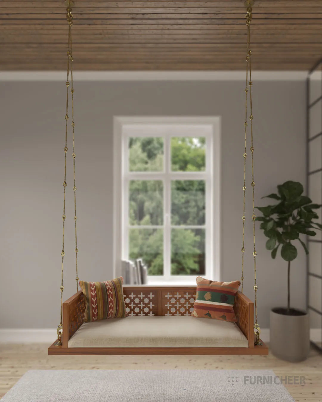 Wooden Jhula for Balcony Indoor Use 