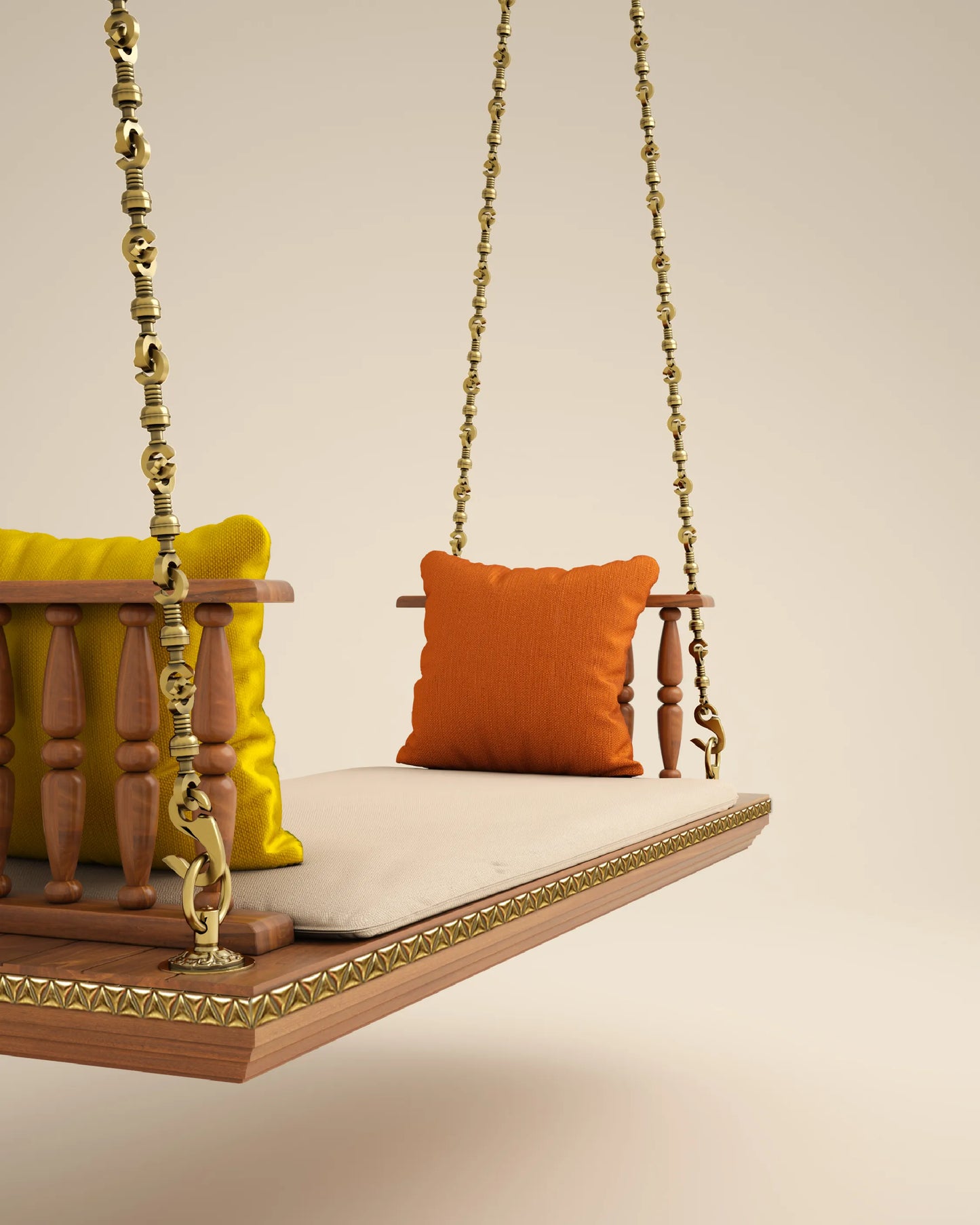 Crafted Wooden Swing with Armrests