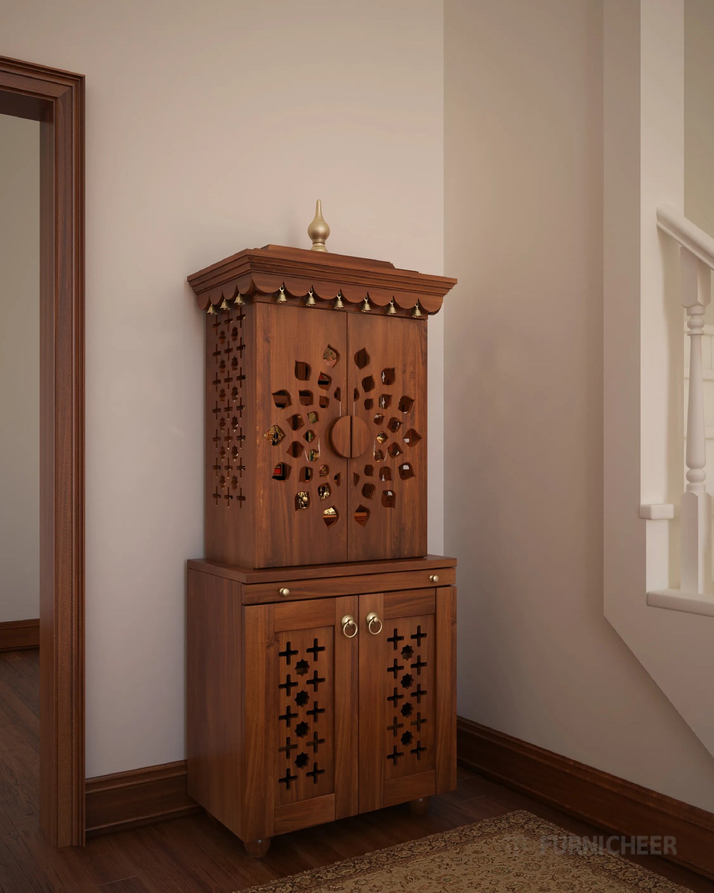 Standing Prayer Unit Temple for Home Brown Finish