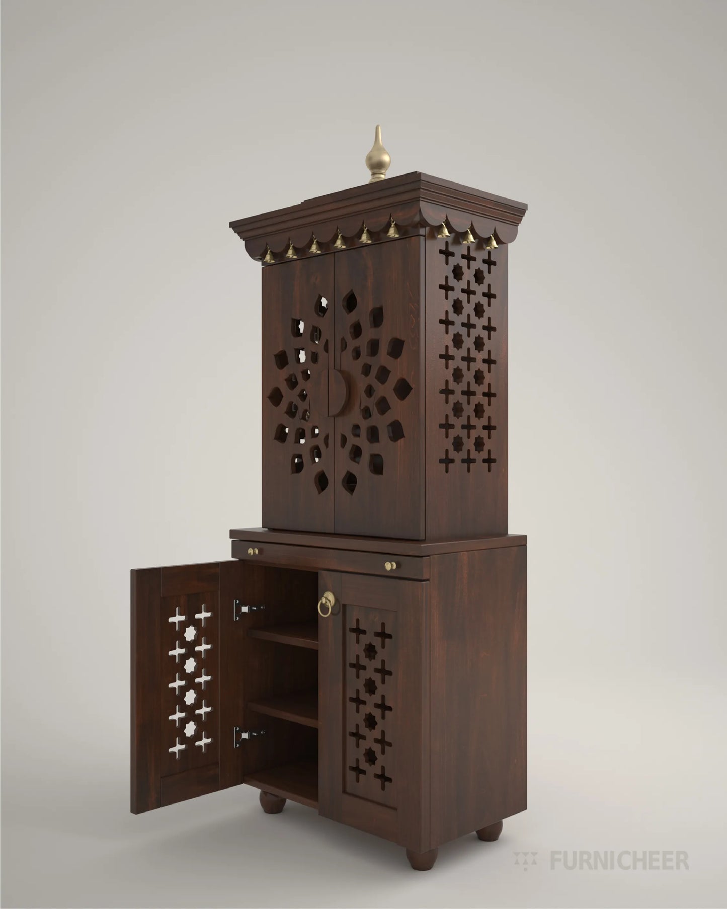 Prayer cabinet mandir with storage for home