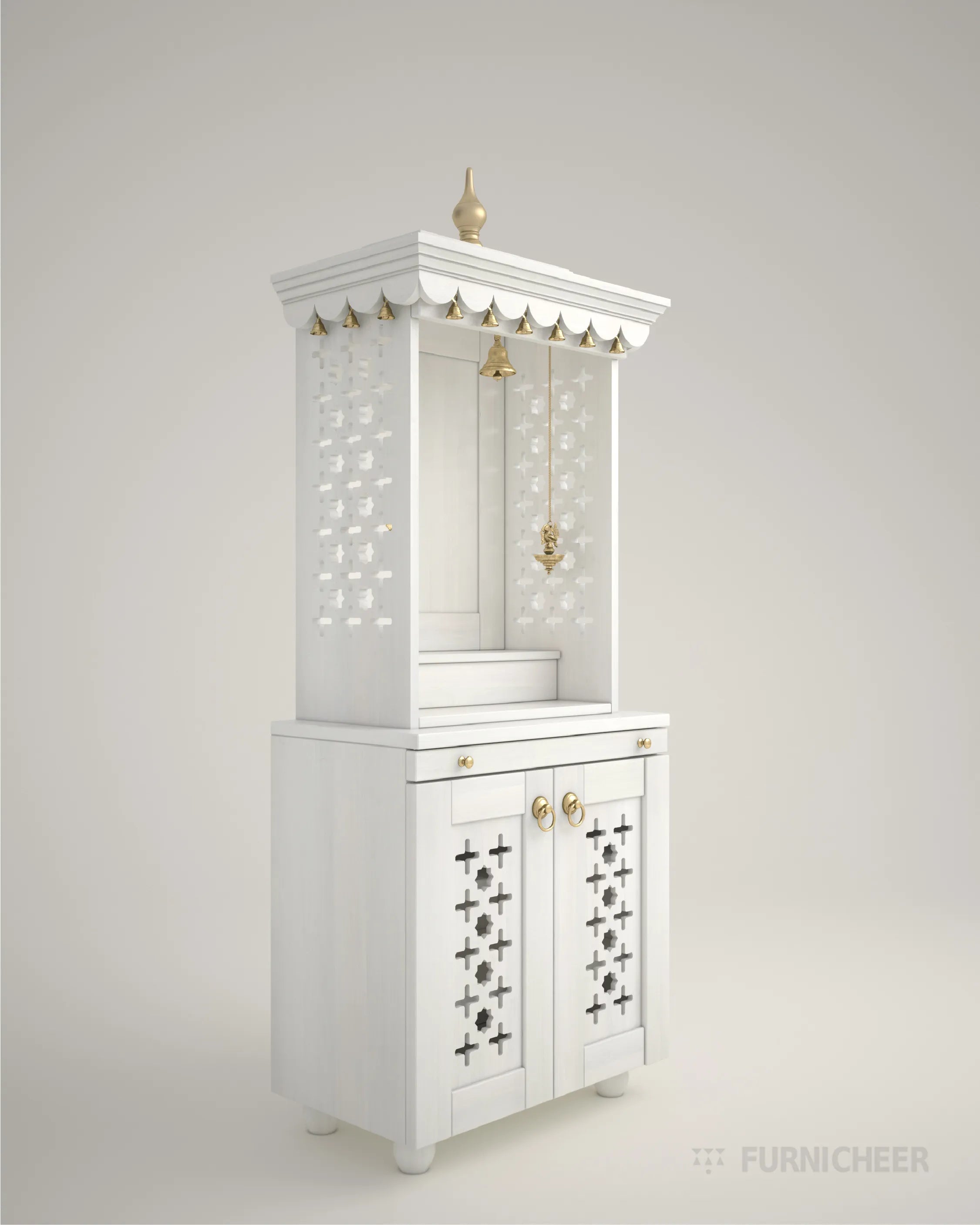 Floor Mount Puja Mandir White Finish for office