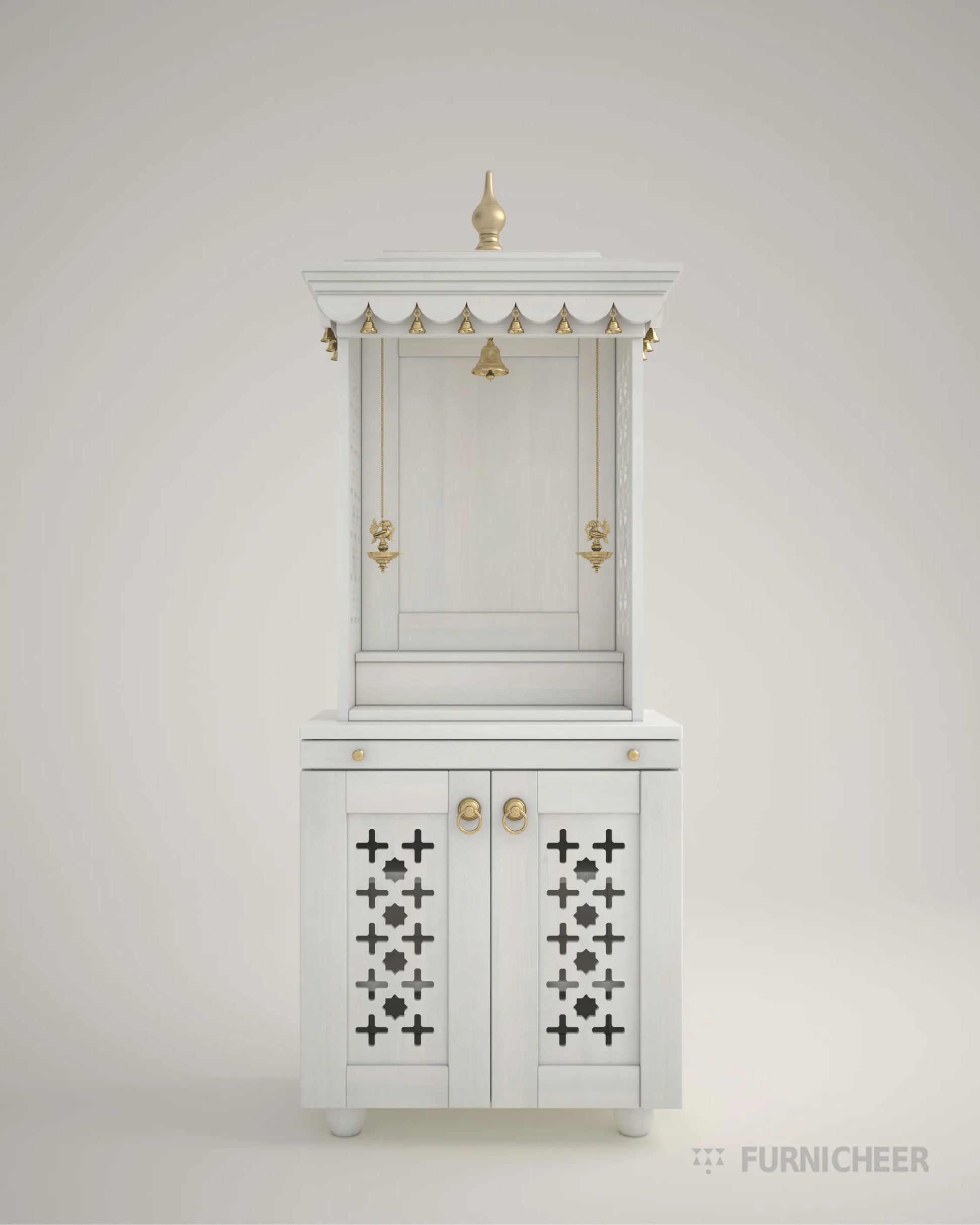 White Mandir for Home With Storage for home
