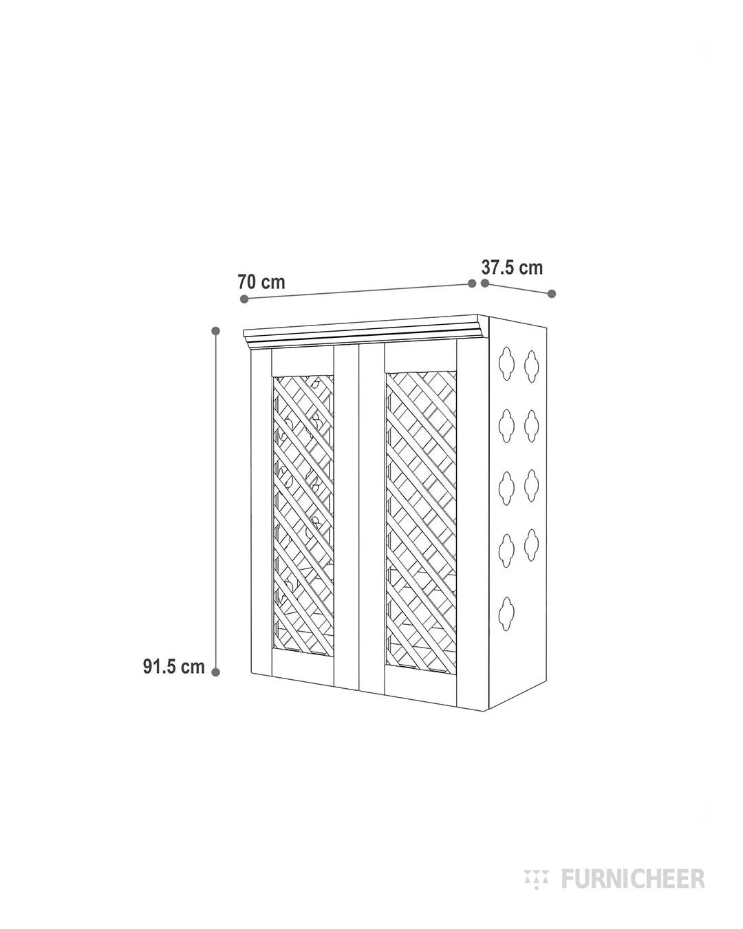 Wall Hanging Puja Mandir with Door for Flats Size Diagram