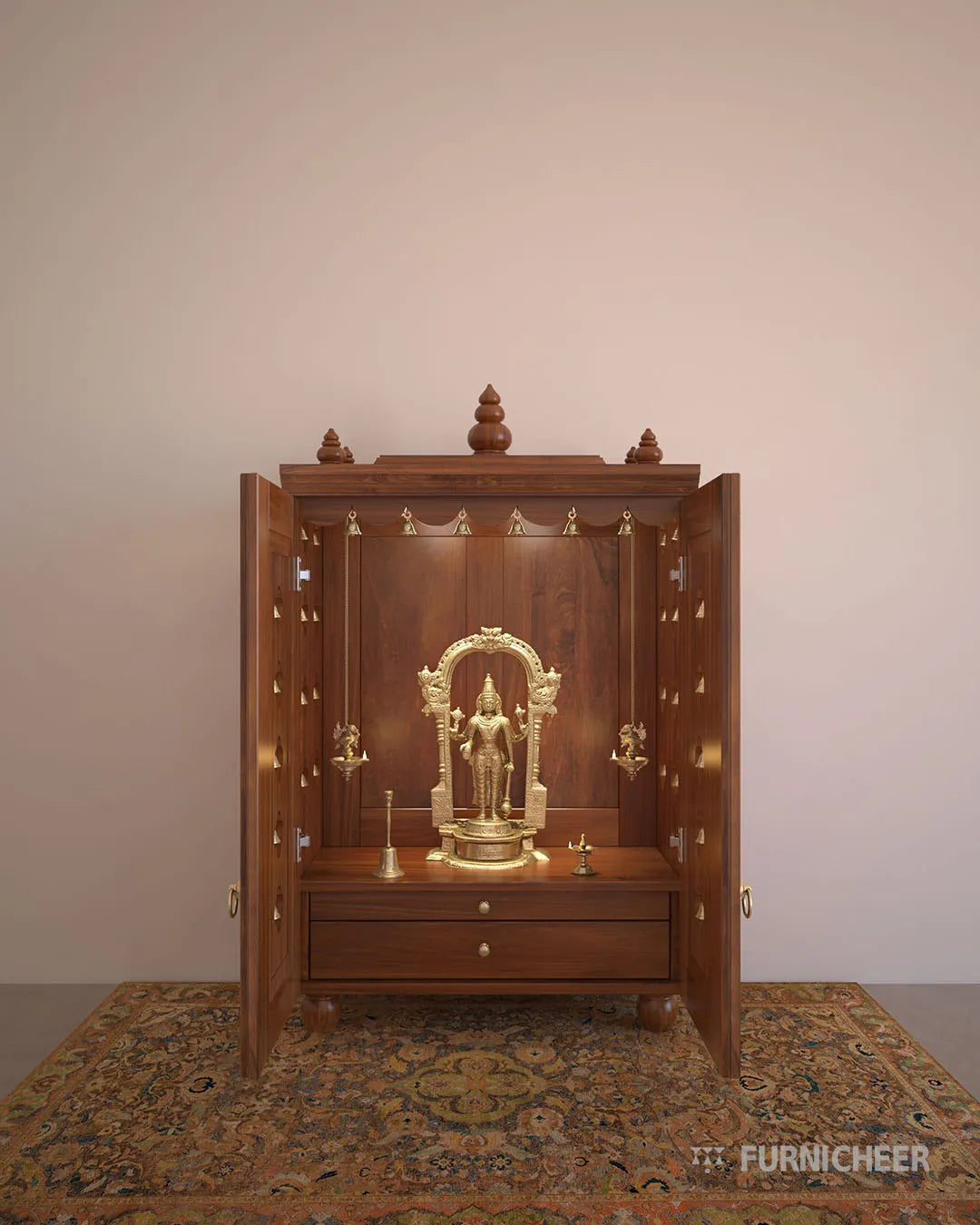 Wooden Temple with Tray and Inlays