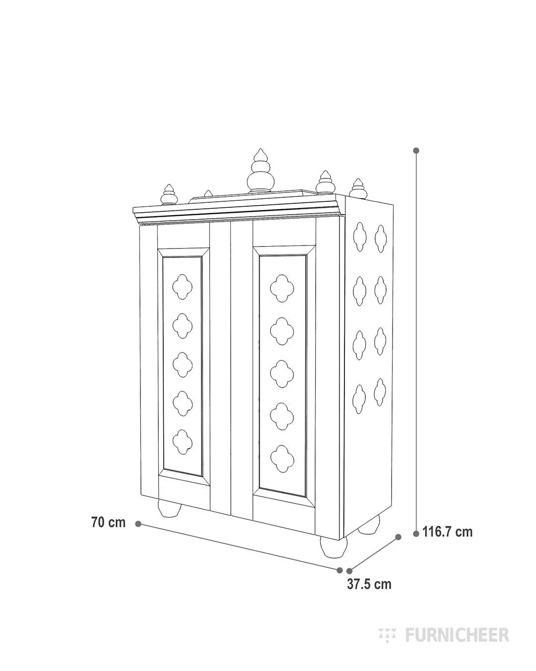 Indian Puja Mandapam for Home Size Diagram