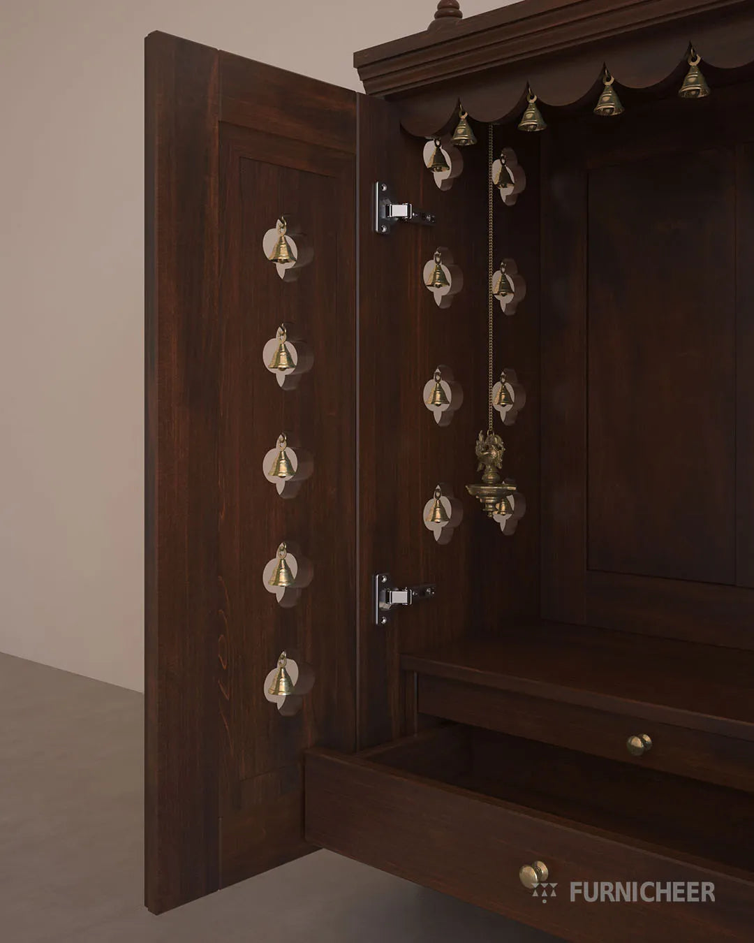 Wooden Puja Stage for Home Prayer Rituals
