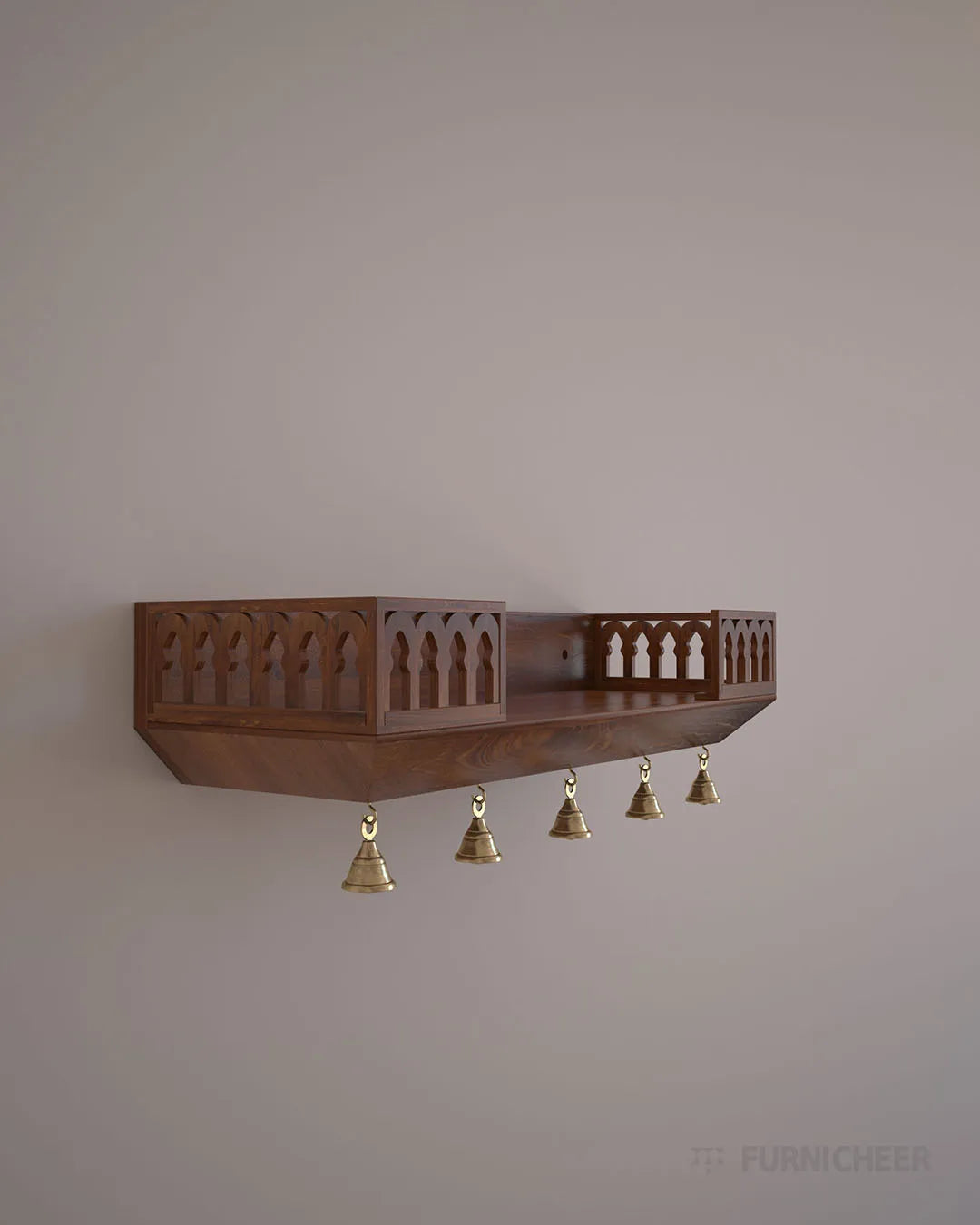 Customizable wall mount brown mandir for Hindu prayers
