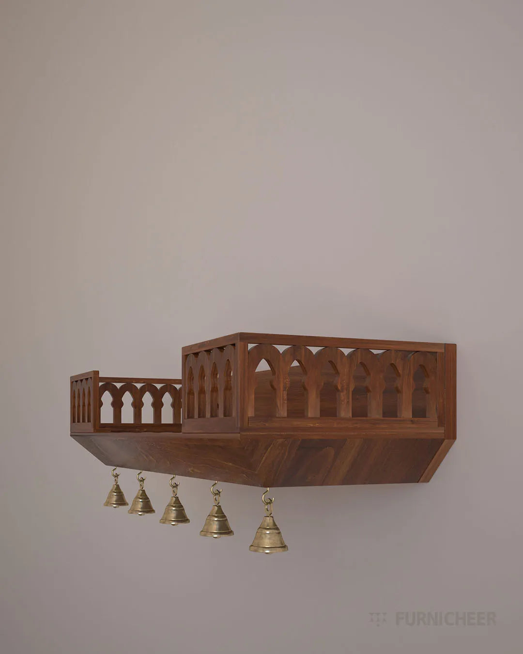 Minimalist brown wall mandir for prayer room