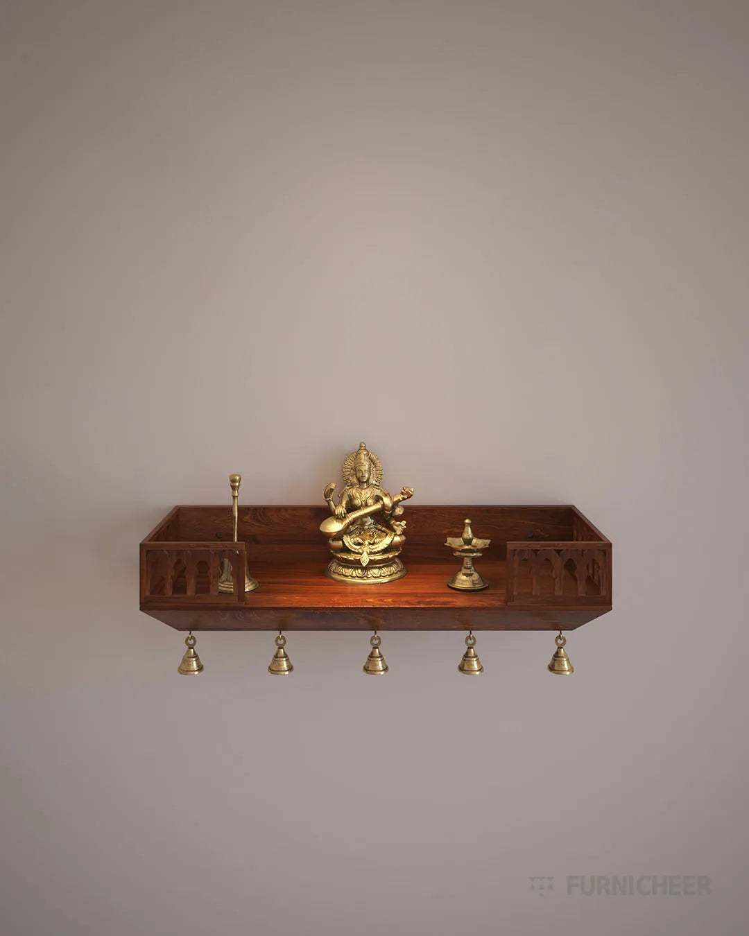 Modern brown wall mandir for living room