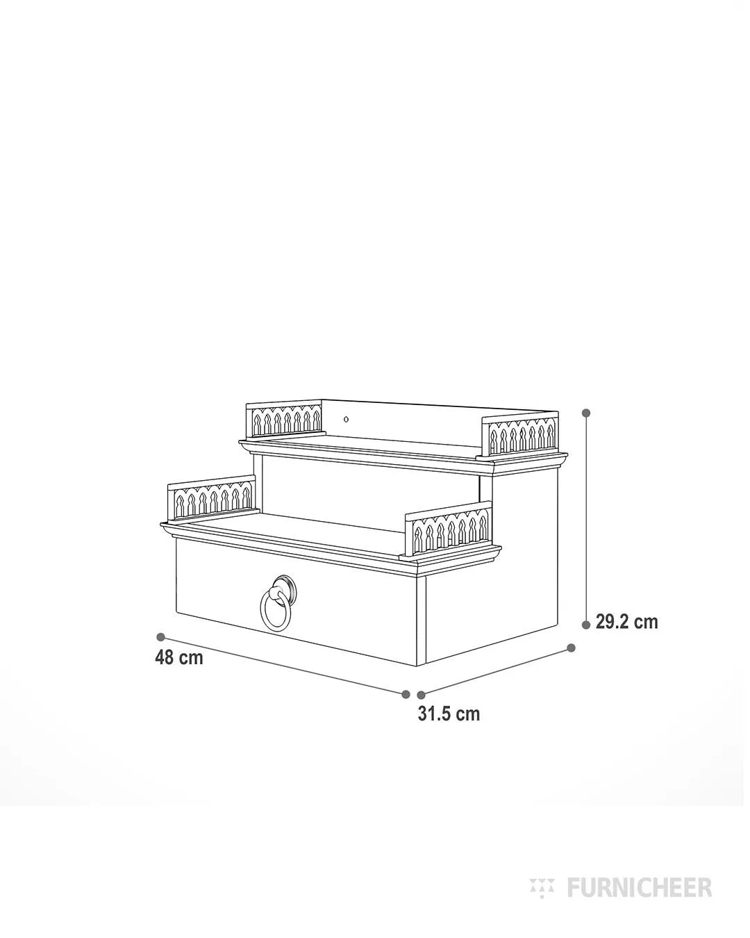 Handmade Wall Mounted Prayer Unit for Home size diagram