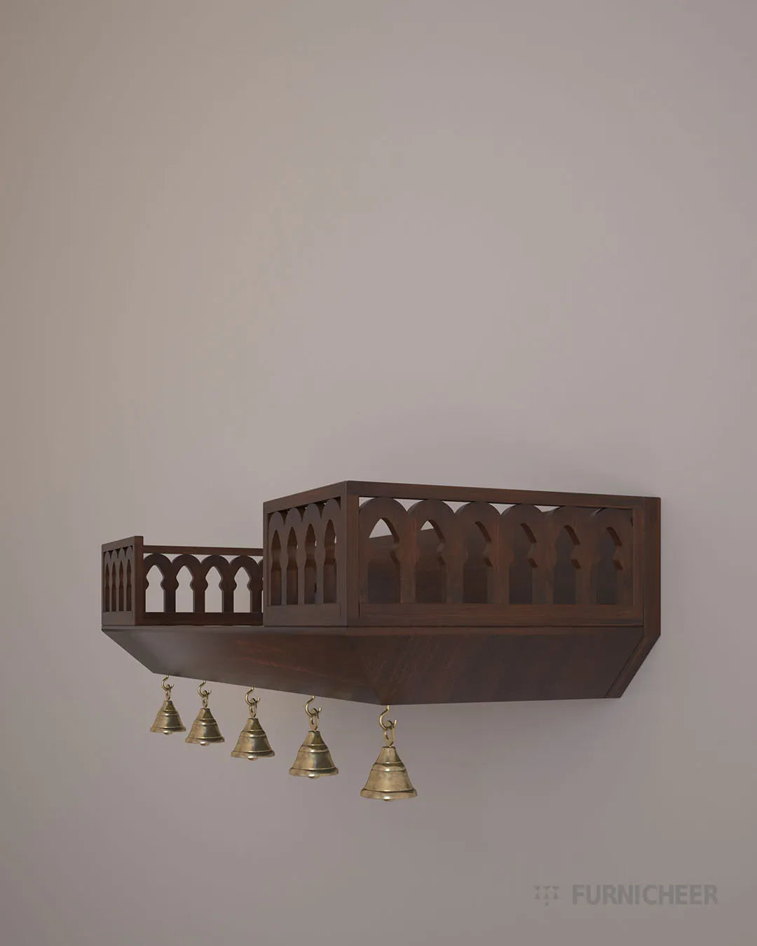 Traditional brown prayer unit mandir for wall hanging