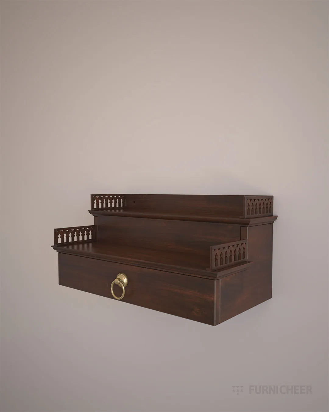 Dark Brown Solid Wood Handmade Prayer Unit 