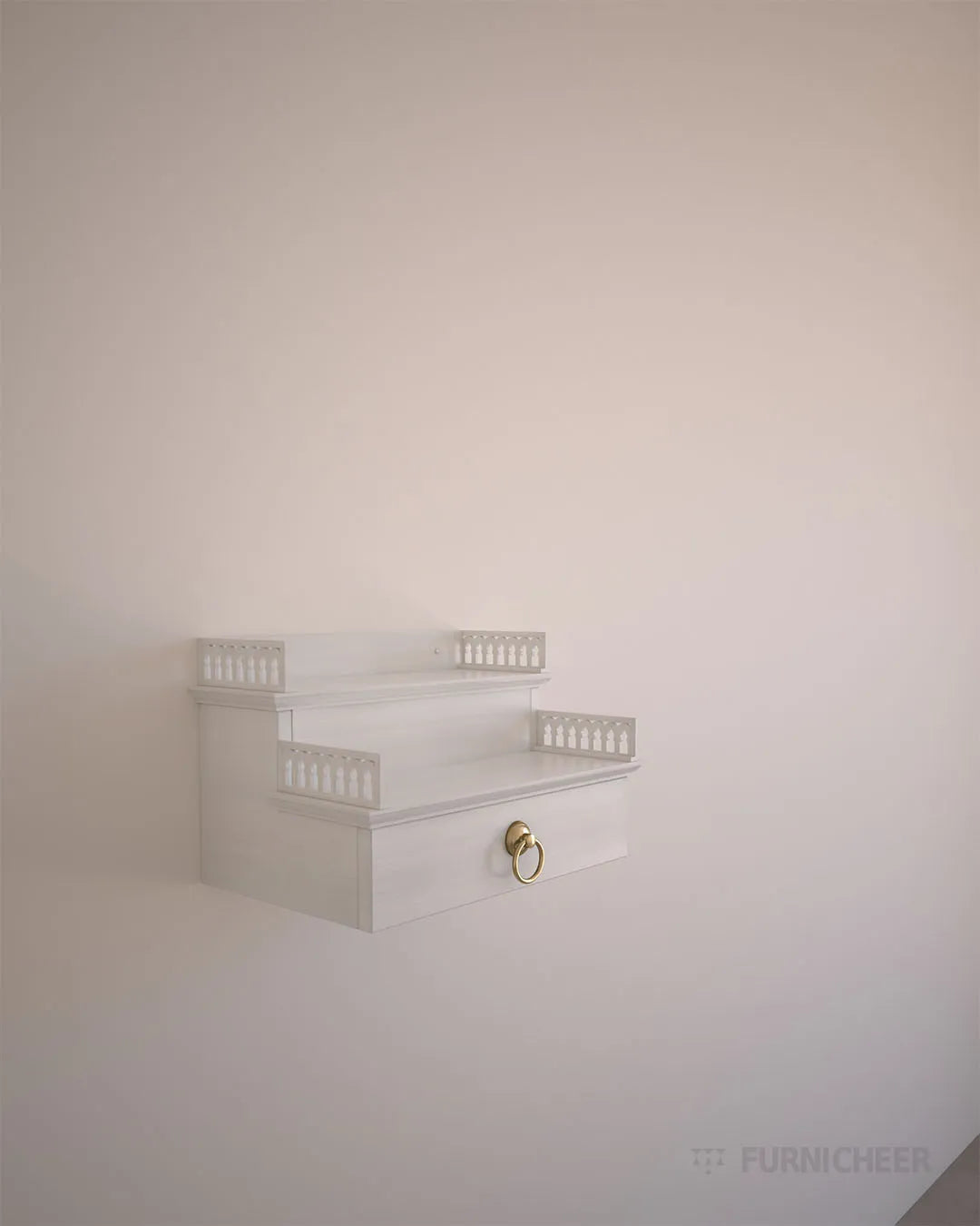 Two Step Prayer Unit in White PU Finish for Home