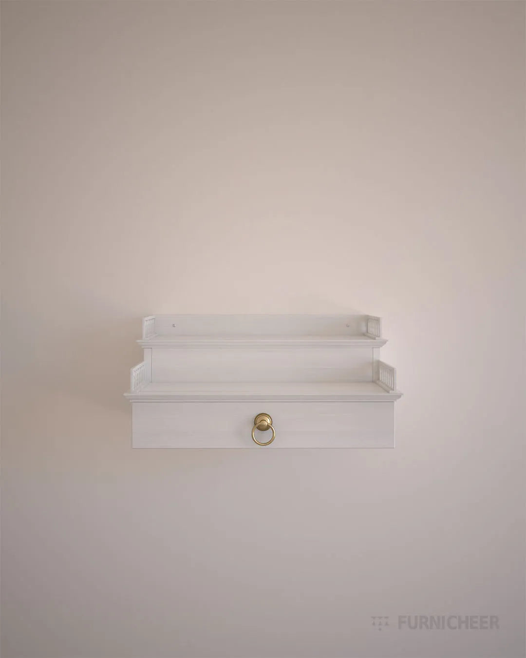 Elegant white wall mounted mandir unit